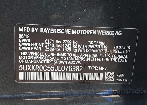 2018 BMW X5 xDrive35I z USA, uszkodzony, nr VIN 5UXKR0C55JL076382